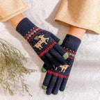 Colorful Christmas Deer Printed Warm Autumn Winter Comfortable Gloves For Men Women Cute Unisex Stylish Design Soft Full Finger Gloves Stevvex