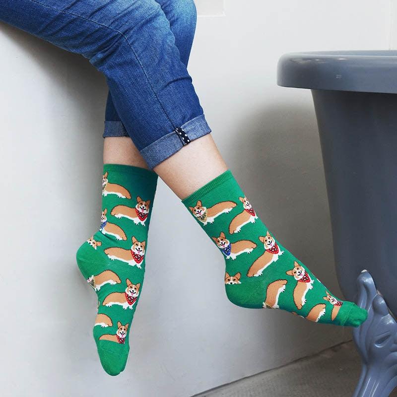 Colorful Cotton Crew Socks Funny Banana Cat Animal fruit Pattern Creative Ladies Novelty Cartoon Sock For Men And Women Stevvex
