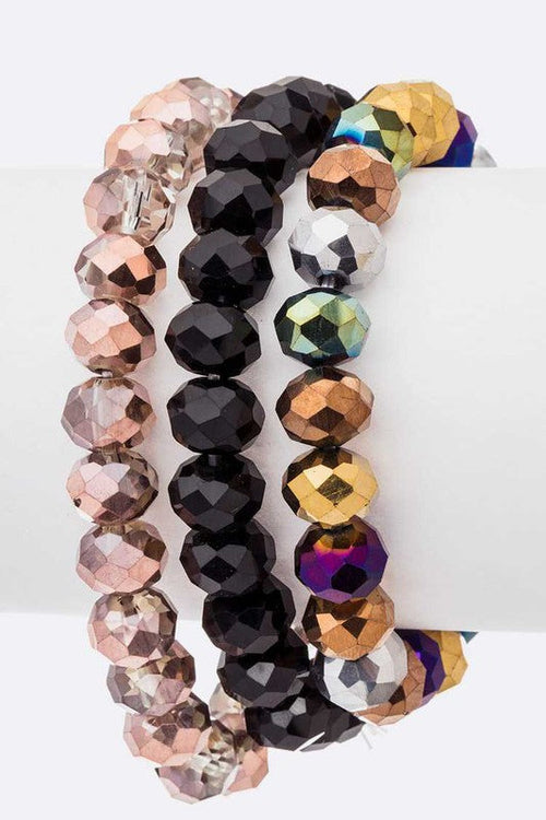Colorful Crystal Stretch Bracelet Set Multi Strand Pack