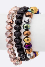 Colorful Crystal Stretch Bracelet Set Multi Strand Pack
