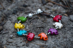 Silver Elephant Bead Bracelet With White Howlite Stones