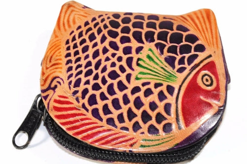 Colorful Fish Leather Coin Purse Small Zipper Wallet