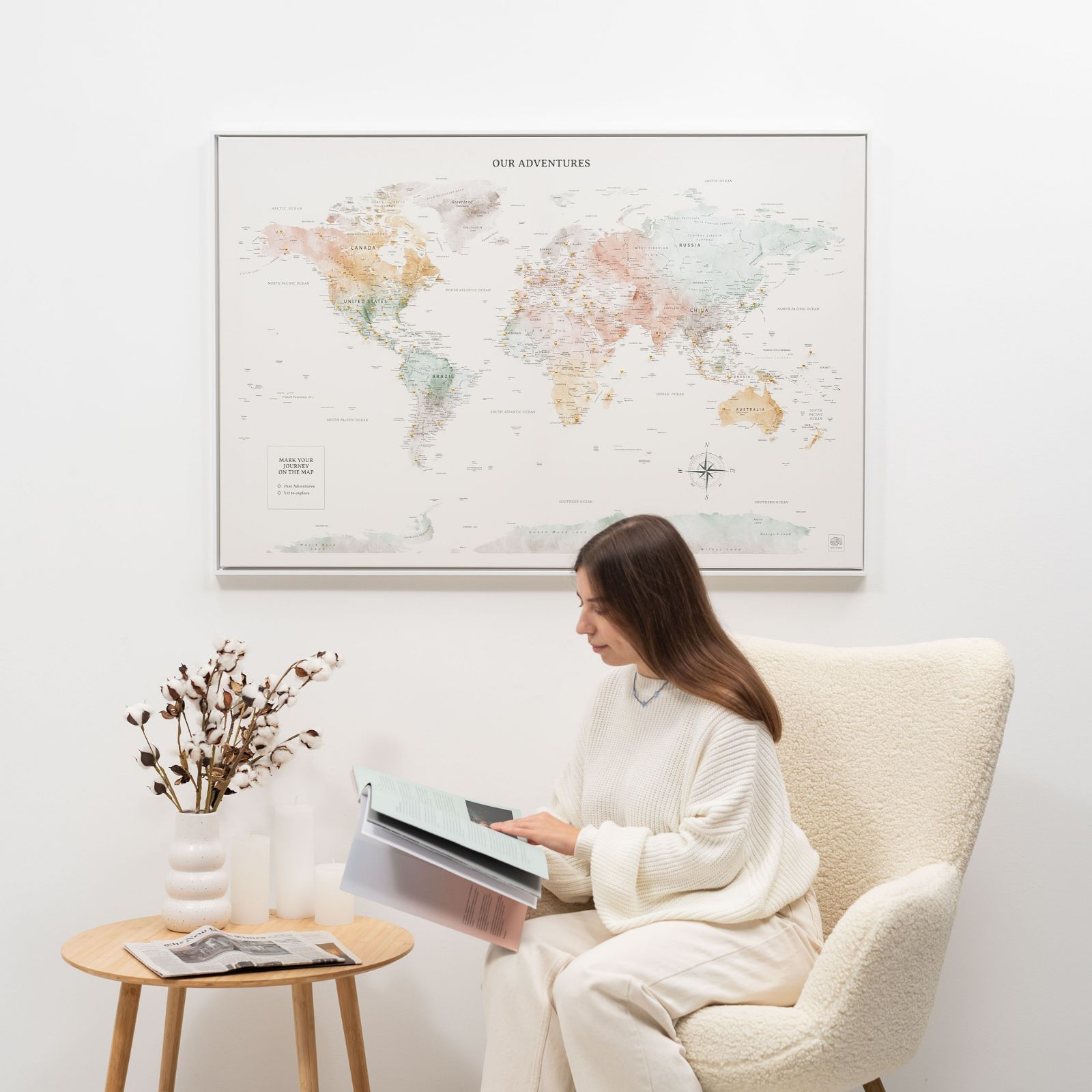 World Map on Canvas - Colorful - SJB-DIAMOND ELITES