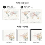 World Map on Canvas - Colorful - SJB-DIAMOND ELITES