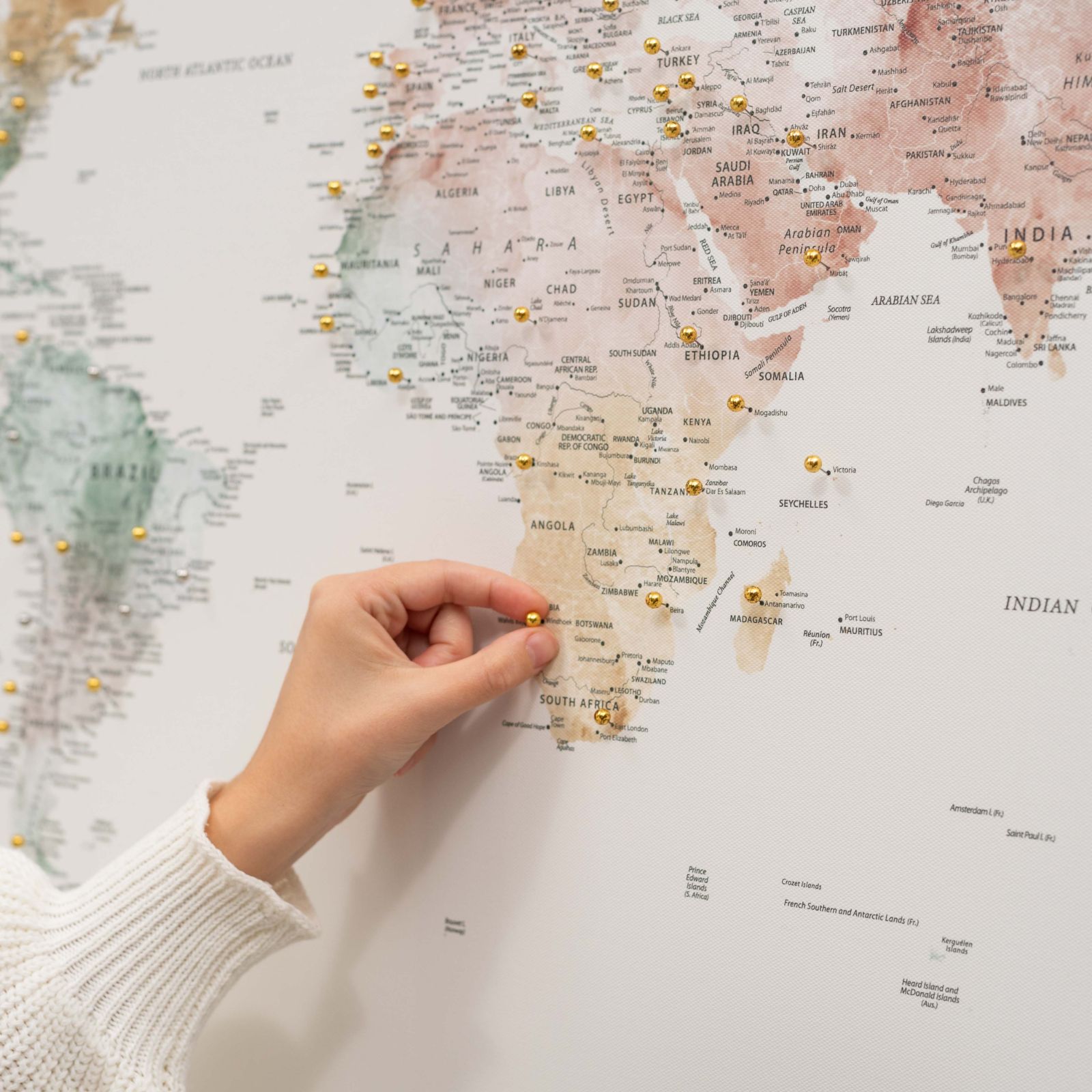 World Map on Canvas - Colorful - SJB-DIAMOND ELITES