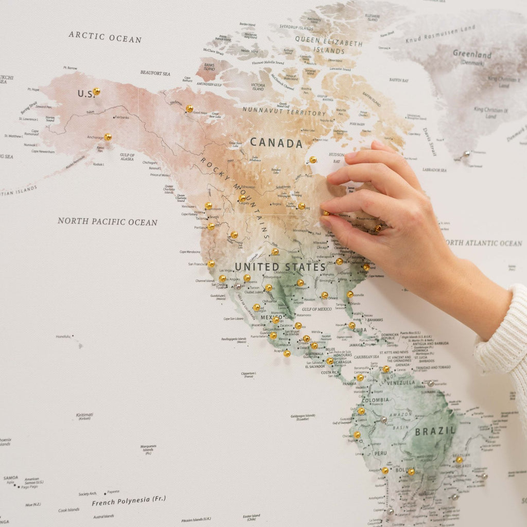 World Map on Canvas - Colorful - SJB-DIAMOND ELITES