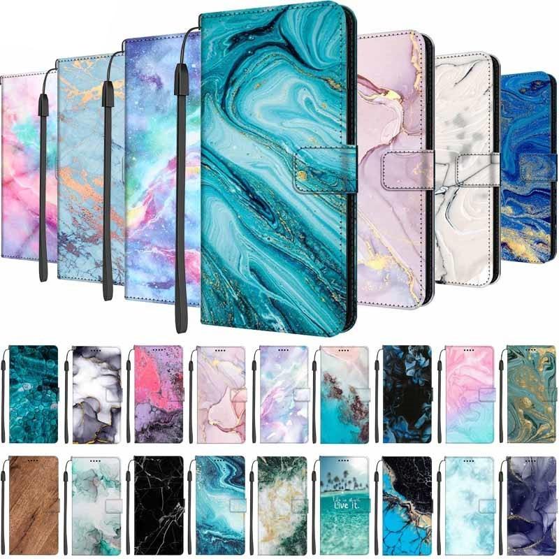 Colorful Marble Flip Leather Case For iPhone 11 12 13 Pro Max Cover iPhone12 Mini iphone12 iphone13 13pro Wallet Stand Marble Phone Covers Marble Flip Leather Phone Case Magnetic Kickstand Protective Cover Stevvex