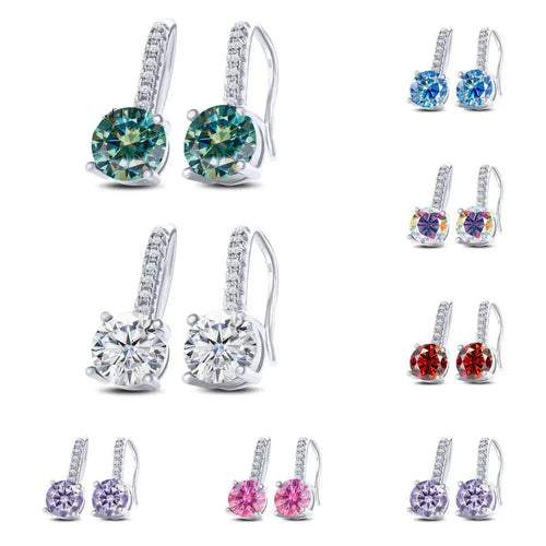 1ct D Color Moissanite 925 Sterling Silver Drop Earrings for Women Wedding BandsCo Straps
