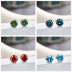 Pink Royal Blue Moissanite Stud Earrings S925 Sterling Silver 0.5 1 2 Ct Bride BandsCo Straps