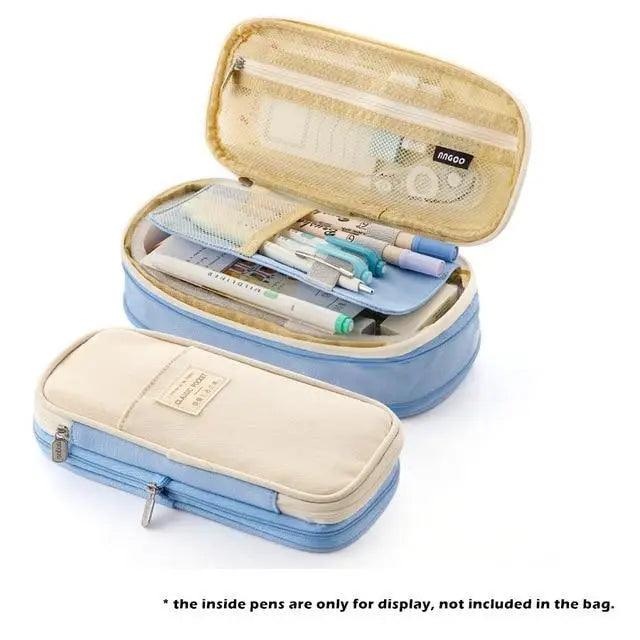 Colorful Pencil Organizer Pouch Pen Holder School Supplies Portable Travel Simple Storage Box Easy Grip Handle Stevvex