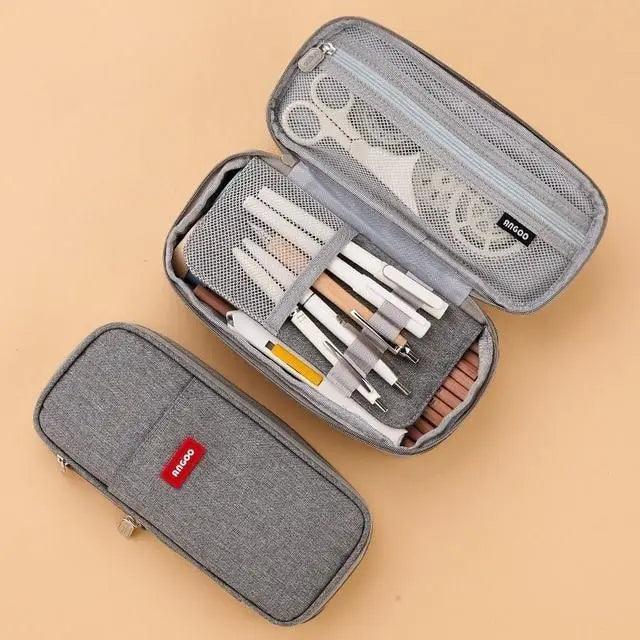 Colorful Pencil Organizer Pouch Pen Holder School Supplies Portable Travel Simple Storage Box Easy Grip Handle Stevvex
