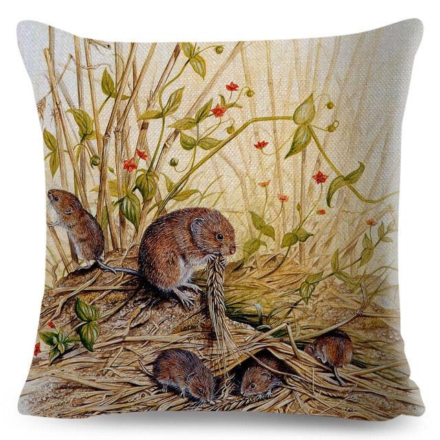 Colorful Pillow Cover Woodland Fox Bird Owl For Kids Room Sofa Home Decor Cute Cartoon Squirrel Cushion Cover Polyester Cotton Pillowcase Vintage Animal Throw Pillow Covers Wild Animals Cotton Linen Square Decorative Cushion Covers Stevvex