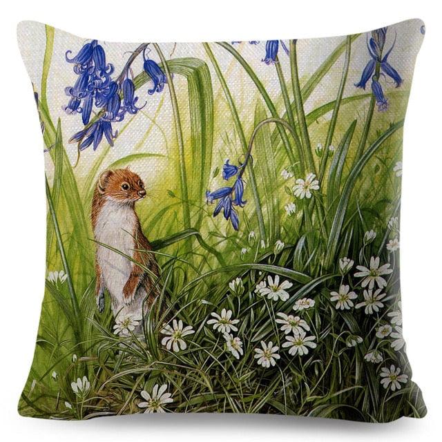 Colorful Pillow Cover Woodland Fox Bird Owl For Kids Room Sofa Home Decor Cute Cartoon Squirrel Cushion Cover Polyester Cotton Pillowcase Vintage Animal Throw Pillow Covers Wild Animals Cotton Linen Square Decorative Cushion Covers Stevvex