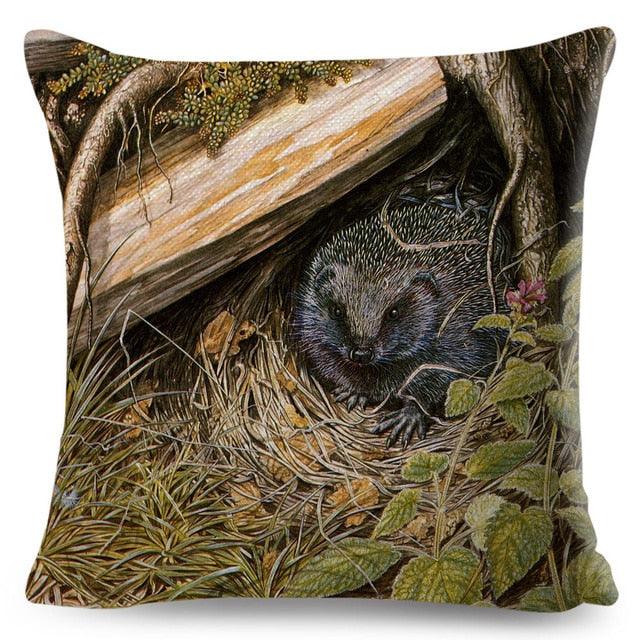 Colorful Pillow Cover Woodland Fox Bird Owl For Kids Room Sofa Home Decor Cute Cartoon Squirrel Cushion Cover Polyester Cotton Pillowcase Vintage Animal Throw Pillow Covers Wild Animals Cotton Linen Square Decorative Cushion Covers Stevvex