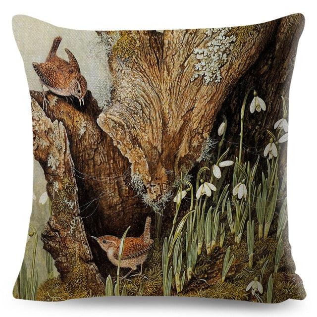 Colorful Pillow Cover Woodland Fox Bird Owl For Kids Room Sofa Home Decor Cute Cartoon Squirrel Cushion Cover Polyester Cotton Pillowcase Vintage Animal Throw Pillow Covers Wild Animals Cotton Linen Square Decorative Cushion Covers Stevvex