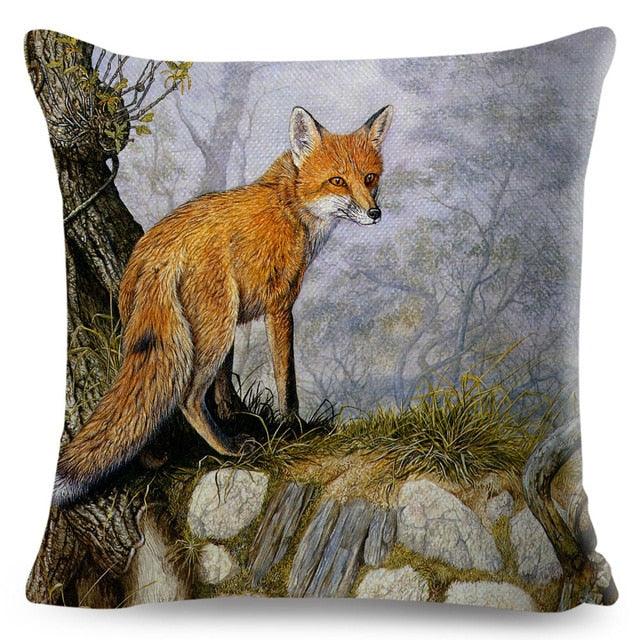 Colorful Pillow Cover Woodland Fox Bird Owl For Kids Room Sofa Home Decor Cute Cartoon Squirrel Cushion Cover Polyester Cotton Pillowcase Vintage Animal Throw Pillow Covers Wild Animals Cotton Linen Square Decorative Cushion Covers Stevvex