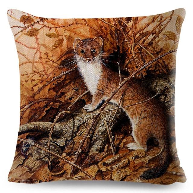 Colorful Pillow Cover Woodland Fox Bird Owl For Kids Room Sofa Home Decor Cute Cartoon Squirrel Cushion Cover Polyester Cotton Pillowcase Vintage Animal Throw Pillow Covers Wild Animals Cotton Linen Square Decorative Cushion Covers Stevvex