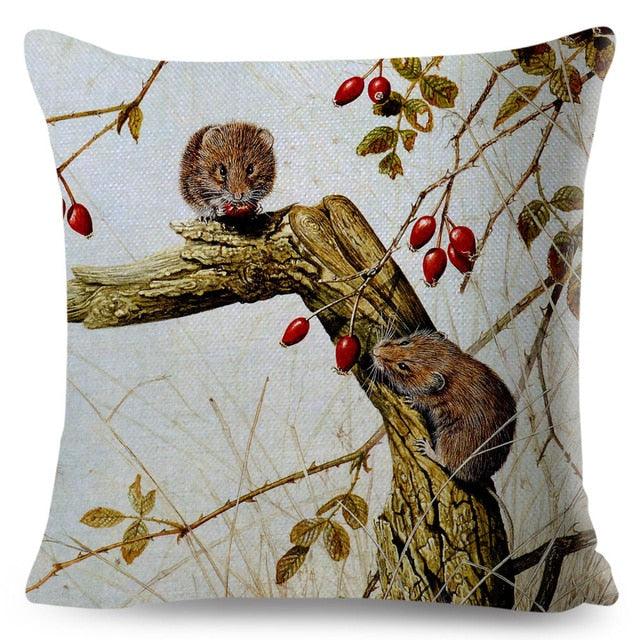 Colorful Pillow Cover Woodland Fox Bird Owl For Kids Room Sofa Home Decor Cute Cartoon Squirrel Cushion Cover Polyester Cotton Pillowcase Vintage Animal Throw Pillow Covers Wild Animals Cotton Linen Square Decorative Cushion Covers Stevvex