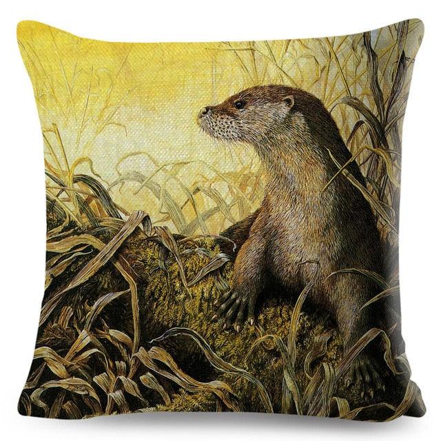 Colorful Pillow Cover Woodland Fox Bird Owl For Kids Room Sofa Home Decor Cute Cartoon Squirrel Cushion Cover Polyester Cotton Pillowcase Vintage Animal Throw Pillow Covers Wild Animals Cotton Linen Square Decorative Cushion Covers Stevvex