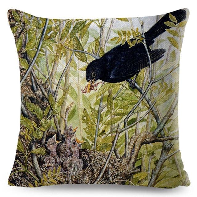 Colorful Pillow Cover Woodland Fox Bird Owl For Kids Room Sofa Home Decor Cute Cartoon Squirrel Cushion Cover Polyester Cotton Pillowcase Vintage Animal Throw Pillow Covers Wild Animals Cotton Linen Square Decorative Cushion Covers Stevvex