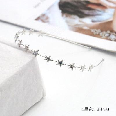 Colorful Rhinestone Flower Leaf Hair Hoop Headband Hairband for Women Girls Bezel Hair Band Hair Accessories Flower and Leaves Crown Hair Band for Bride and Bridesmaids Stevvex