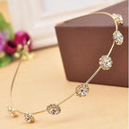 Colorful Rhinestone Flower Leaf Hair Hoop Headband Hairband for Women Girls Bezel Hair Band Hair Accessories Flower and Leaves Crown Hair Band for Bride and Bridesmaids Stevvex