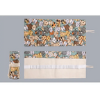 Colorful Roll Up Pencil Case Canvas Flowers Style Colored Pencils Wrap Multi-Purpose Pen Holder Cute Case Stevvex