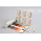 Colorful Roll Up Pencil Case Canvas Flowers Style Colored Pencils Wrap Multi-Purpose Pen Holder Cute Case Stevvex