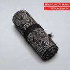 Colorful Roll Up Pencil Case Canvas Flowers Style Colored Pencils Wrap Multi-Purpose Pen Holder Cute Case Stevvex
