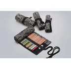 Colorful Roll Up Pencil Case Canvas Flowers Style Colored Pencils Wrap Multi-Purpose Pen Holder Cute Case Stevvex