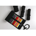 Colorful Roll Up Pencil Case Canvas Flowers Style Colored Pencils Wrap Multi-Purpose Pen Holder Cute Case Stevvex