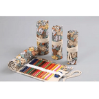 Colorful Roll Up Pencil Case Canvas Flowers Style Colored Pencils Wrap Multi-Purpose Pen Holder Cute Case Stevvex