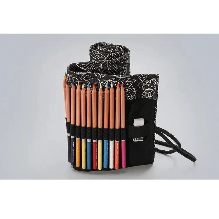 Colorful Roll Up Pencil Case Canvas Flowers Style Colored Pencils Wrap Multi-Purpose Pen Holder Cute Case Stevvex