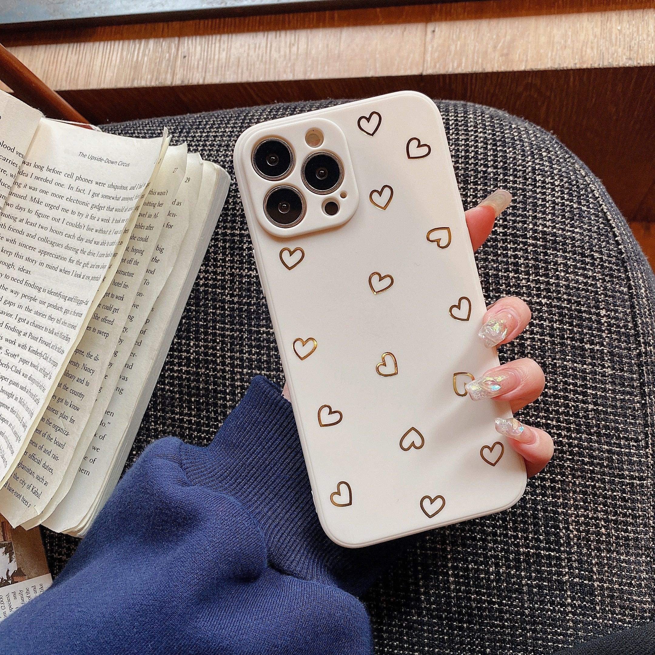 Colorful Silicone Case Soft Protection Cute Pattern Cute Little Heart Phone Case For iPhone 14 Pro Max 13 12 11 X XR XS Max 7 8 Plus Silicone Camera Back Case Cover Stevvex