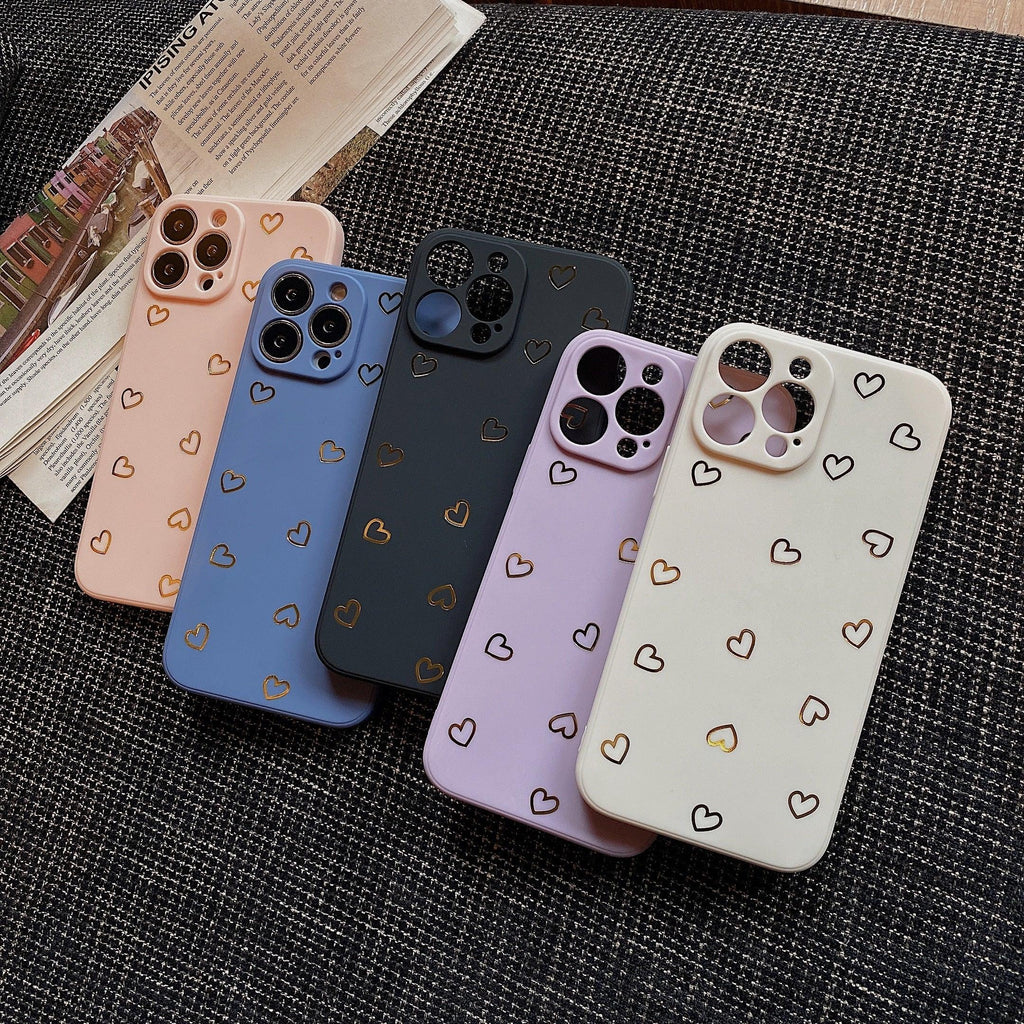 Colorful Silicone Case Soft Protection Cute Pattern Cute Little Heart Phone Case For iPhone 14 Pro Max 13 12 11 X XR XS Max 7 8 Plus Silicone Camera Back Case Cover Stevvex
