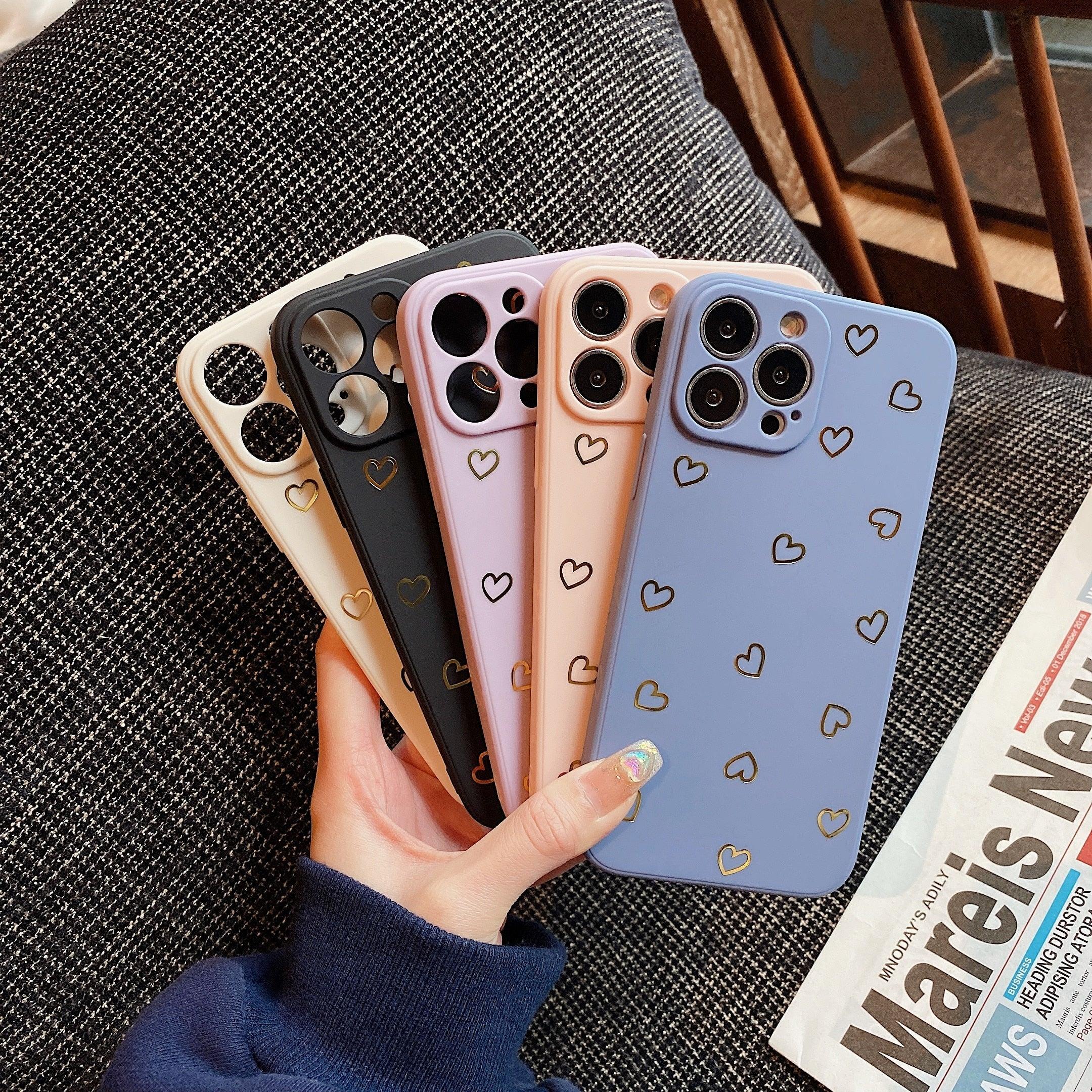 Colorful Silicone Case Soft Protection Cute Pattern Cute Little Heart Phone Case For iPhone 14 Pro Max 13 12 11 X XR XS Max 7 8 Plus Silicone Camera Back Case Cover Stevvex