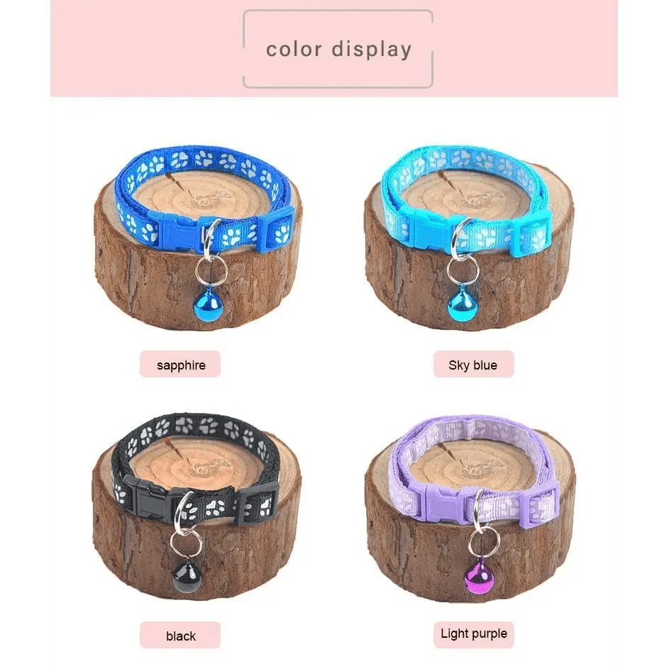 Colorful Super Soft Nylon Pet Adjustable Collars Cute Print Collar Stylish Footprint Pets Necklace Collars For Dogs Stevvex
