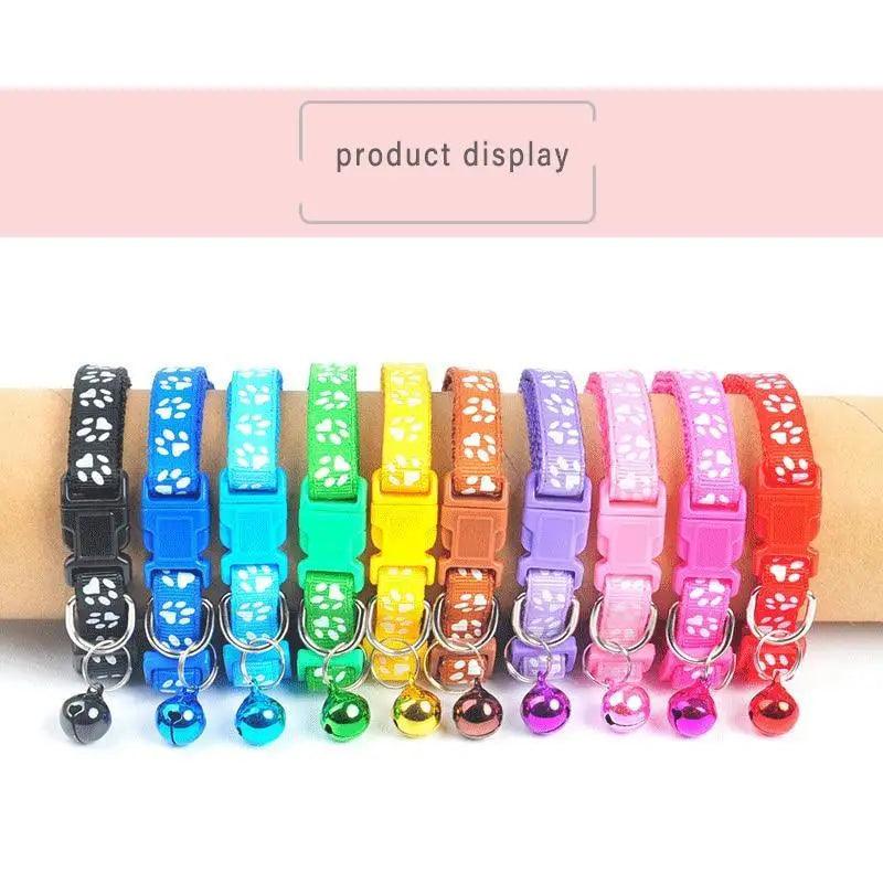 Colorful Super Soft Nylon Pet Adjustable Collars Cute Print Collar Stylish Footprint Pets Necklace Collars For Dogs Stevvex