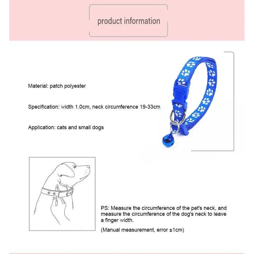 Colorful Super Soft Nylon Pet Adjustable Collars Cute Print Collar Stylish Footprint Pets Necklace Collars For Dogs Stevvex