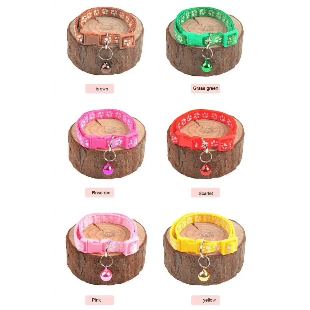 Colorful Super Soft Nylon Pet Adjustable Collars Cute Print Collar Stylish Footprint Pets Necklace Collars For Dogs Stevvex