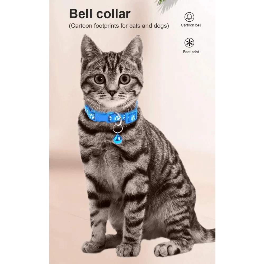 Colorful Super Soft Nylon Pet Adjustable Collars Cute Print Collar Stylish Footprint Pets Necklace Collars For Dogs Stevvex