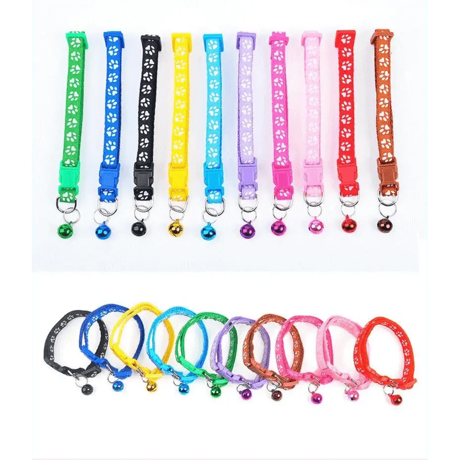 Colorful Super Soft Nylon Pet Adjustable Collars Cute Print Collar Stylish Footprint Pets Necklace Collars For Dogs Stevvex