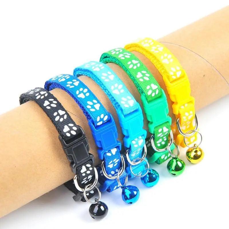 Colorful Super Soft Nylon Pet Adjustable Collars Cute Print Collar Stylish Footprint Pets Necklace Collars For Dogs Stevvex