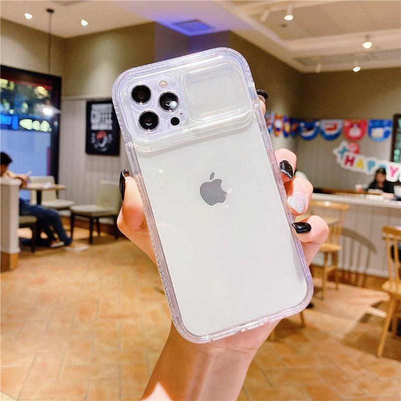 Colorful Translucent Slide Camera Lens Protection Shockproof Phone Case for iPhone Transparent Shockproof Phone Case For iPhone 13 12 11 Pro Max XR XS Max Slide Camera Lens Protection Clear Back Cover Stevvex