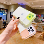Colorful Translucent Slide Camera Lens Protection Shockproof Phone Case for iPhone Transparent Shockproof Phone Case For iPhone 13 12 11 Pro Max XR XS Max Slide Camera Lens Protection Clear Back Cover Stevvex