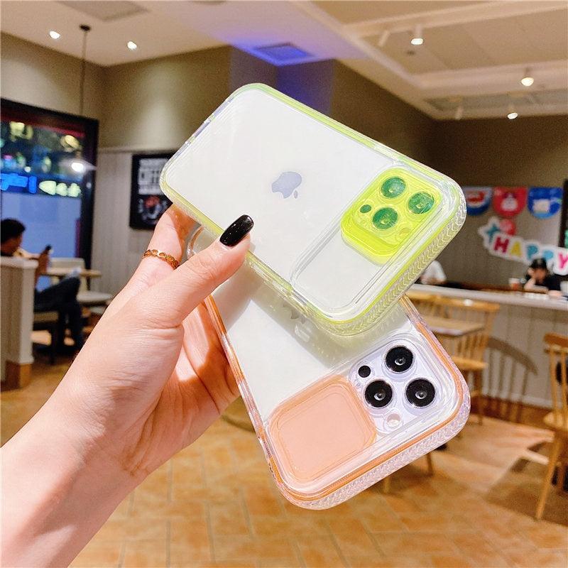 Colorful Translucent Slide Camera Lens Protection Shockproof Phone Case for iPhone Transparent Shockproof Phone Case For iPhone 13 12 11 Pro Max XR XS Max Slide Camera Lens Protection Clear Back Cover Stevvex