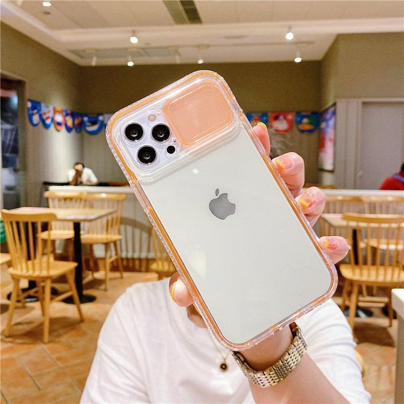 Colorful Translucent Slide Camera Lens Protection Shockproof Phone Case for iPhone Transparent Shockproof Phone Case For iPhone 13 12 11 Pro Max XR XS Max Slide Camera Lens Protection Clear Back Cover Stevvex