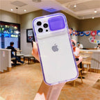 Colorful Translucent Slide Camera Lens Protection Shockproof Phone Case for iPhone Transparent Shockproof Phone Case For iPhone 13 12 11 Pro Max XR XS Max Slide Camera Lens Protection Clear Back Cover Stevvex