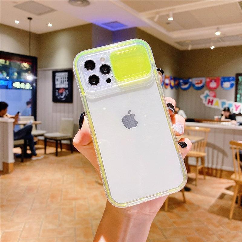 Colorful Translucent Slide Camera Lens Protection Shockproof Phone Case for iPhone Transparent Shockproof Phone Case For iPhone 13 12 11 Pro Max XR XS Max Slide Camera Lens Protection Clear Back Cover Stevvex