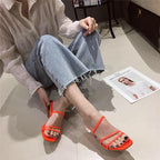 Colorful Women Sandals Slides Slippers Square Open Toe Slip On Thin Mid Heels Pumps Casual Narrow Band Open Toe Sandals Flip Flops Slip On Fashion Dress Heels Back High Heel Slide Slipper